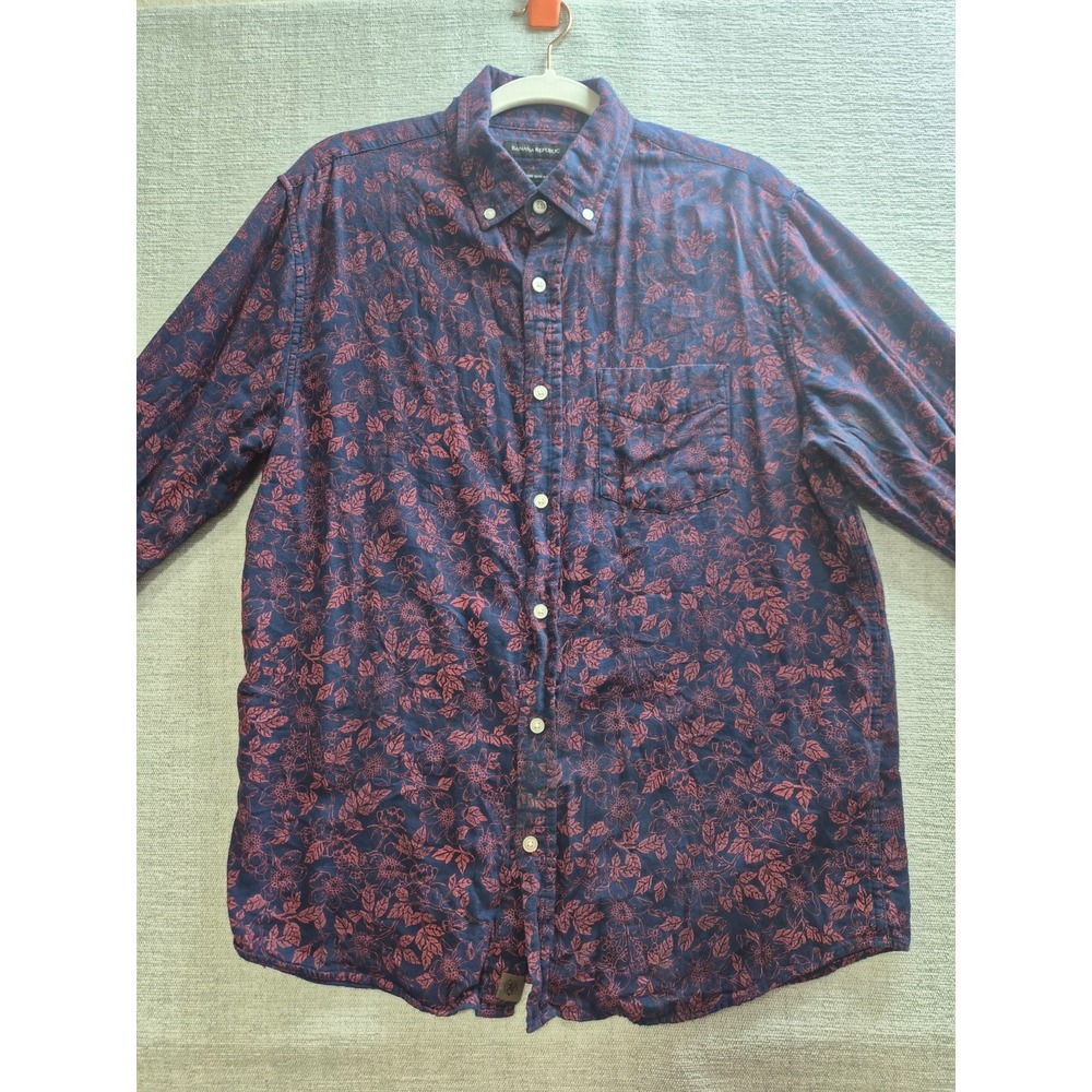 Banana Republic Shirt Mens Large Multicolor Floral Untucked Slim Fit Button Down - Picture 4 of 13